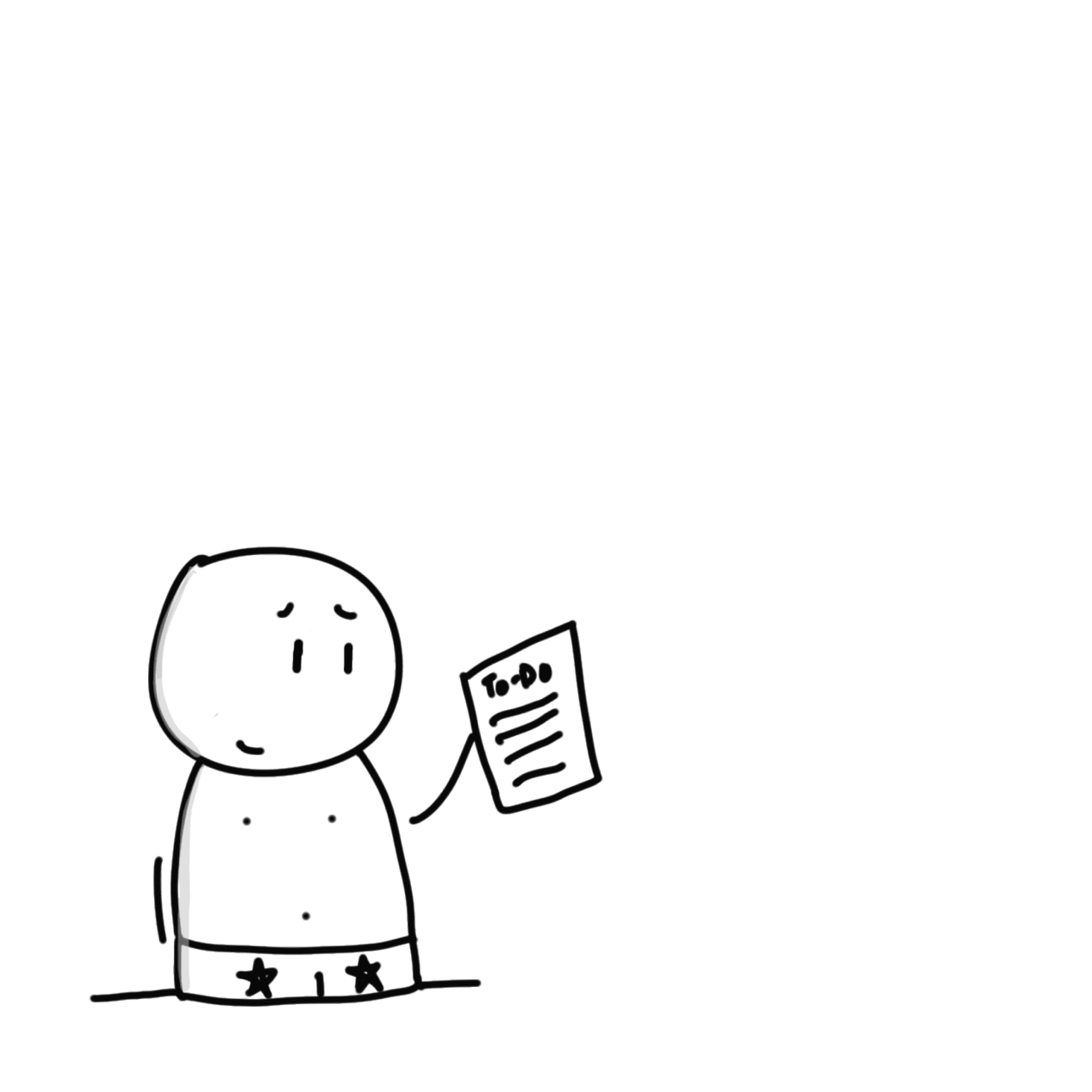 Panel 1 of I finished my to-do list. Now what?, a hand-drawn Cynyassy comic.