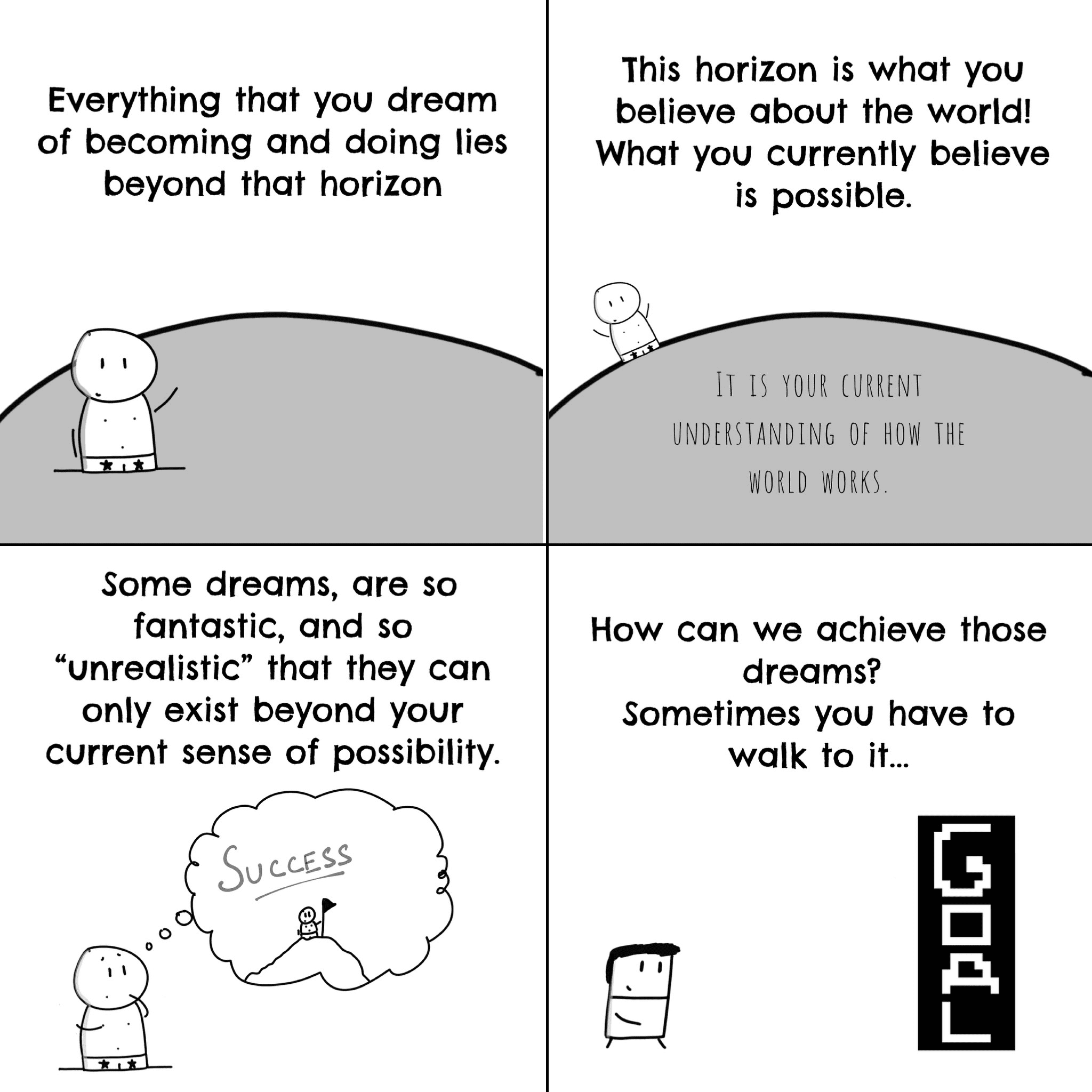 Panel 1 of Horizons, a hand-drawn Cynyassy comic.