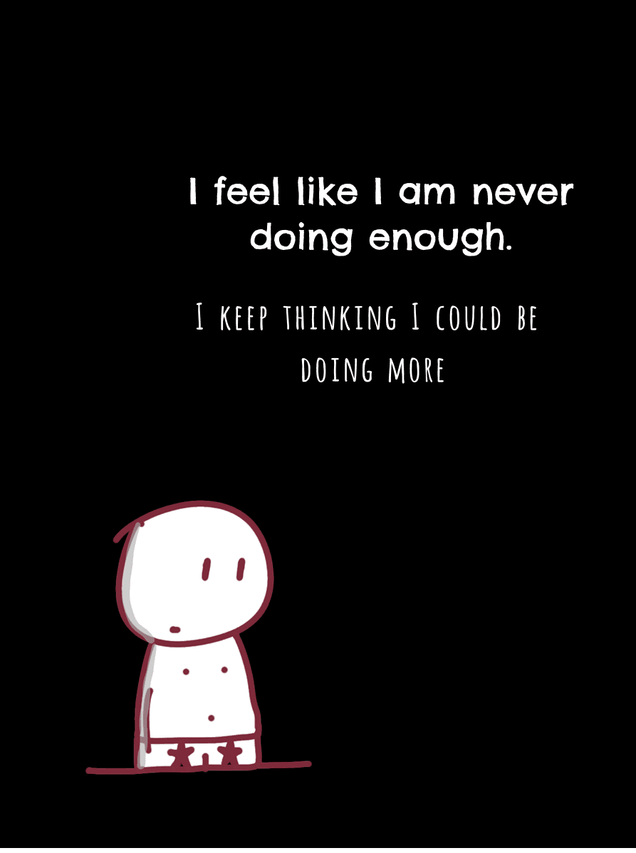 Panel 1 of Never doing enough, a hand-drawn Cynyassy comic.