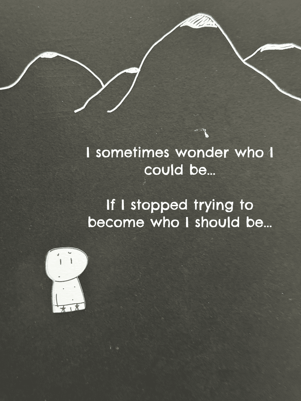 Panel 1 of Shedding my Shoulds, a hand-drawn Cynyassy comic.
