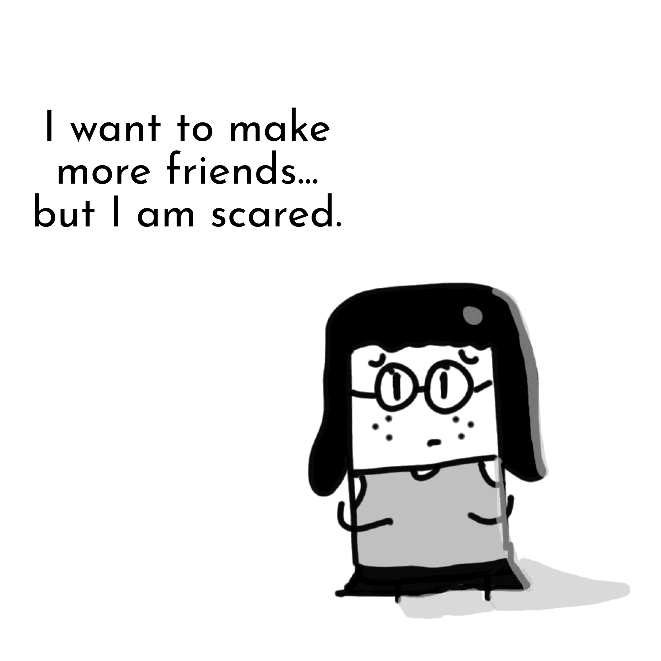Panel 1 of Courage to get out there, a hand-drawn Cynyassy comic.