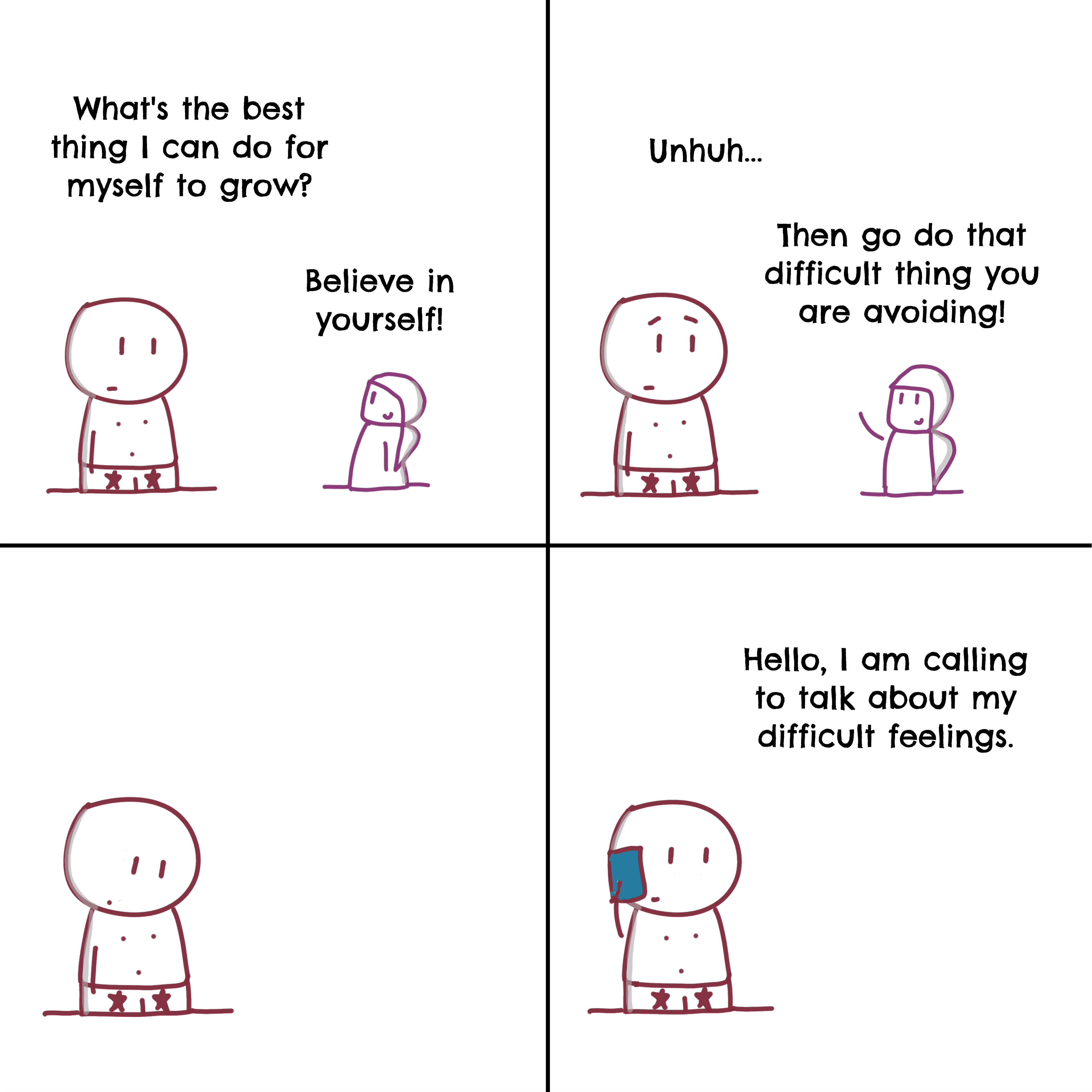 Panel 1 of Best thing I can do for myself, a hand-drawn Cynyassy comic.