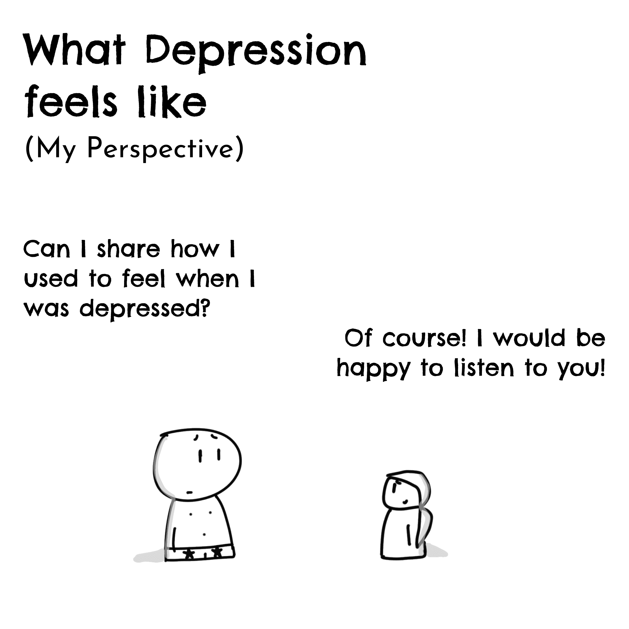 Panel 1 of What depression felt like, a hand-drawn Cynyassy comic.
