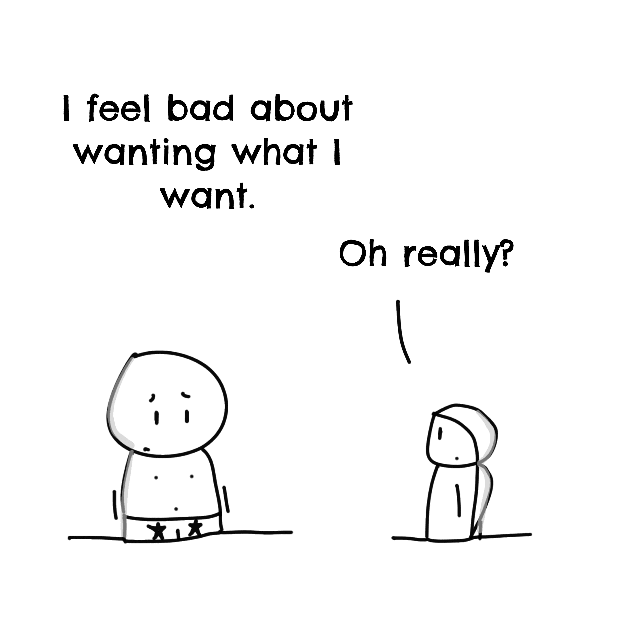 Panel 1 of What voices are you listening to?, a hand-drawn Cynyassy comic.