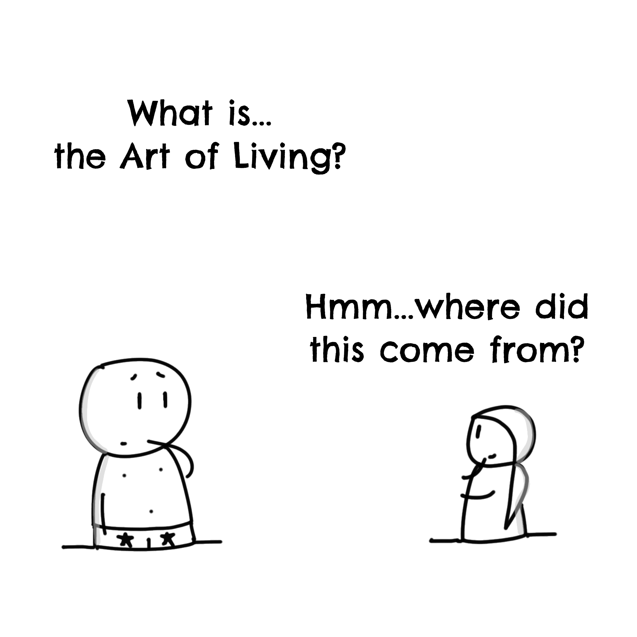 Panel 1 of What is the art of living?, a hand-drawn Cynyassy comic.